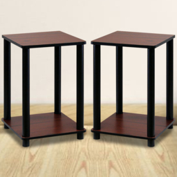 Walplus Single Shelf Dark Cherry and Black Turn-N-Tube End Table Set of 2 - Size: 34.04 x 50.8 x 34.04cm - Brown - Wilko