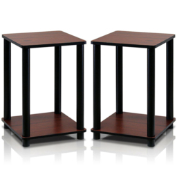 Walplus Single Shelf Dark Cherry and Black Turn-N-Tube End Table Set of 2 - Size: 34.04 x 50.8 x 34.04cm - Brown - Wilko - thumbnail 3
