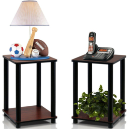 Walplus Single Shelf Dark Cherry and Black Turn-N-Tube End Table Set of 2 - Size: 34.04 x 50.8 x 34.04cm - Brown - Wilko - thumbnail 4