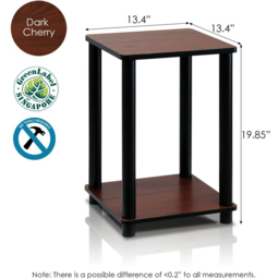 Walplus Single Shelf Dark Cherry and Black Turn-N-Tube End Table Set of 2 - Size: 34.04 x 50.8 x 34.04cm - Brown - Wilko - thumbnail 5