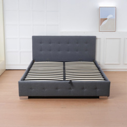 Indoor Living The Oslo King Size Grey Linen Gas Lift Ottoman Bed Frame with Tufted Headboard - Wilko - thumbnail 4