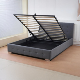 Indoor Living The Oslo King Size Grey Linen Gas Lift Ottoman Bed Frame with Tufted Headboard - Wilko - thumbnail 5