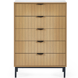 Julian Bowen Sia 5 Drawer Warm Wood Storage Chest - Brown - Wilko - thumbnail 4