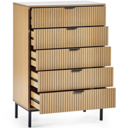 Julian Bowen Sia 5 Drawer Warm Wood Storage Chest - Brown - Wilko - thumbnail 5