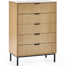 Julian Bowen Sia 5 Drawer Warm Wood Storage Chest - Brown - Wilko - thumbnail 3