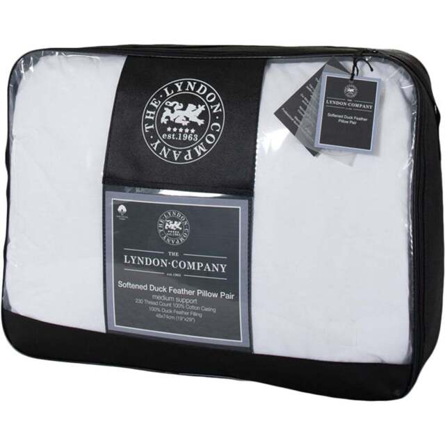 The Lyndon Company Softened Duck Feather Pillow 2 Pack - White - Wilko - image 1