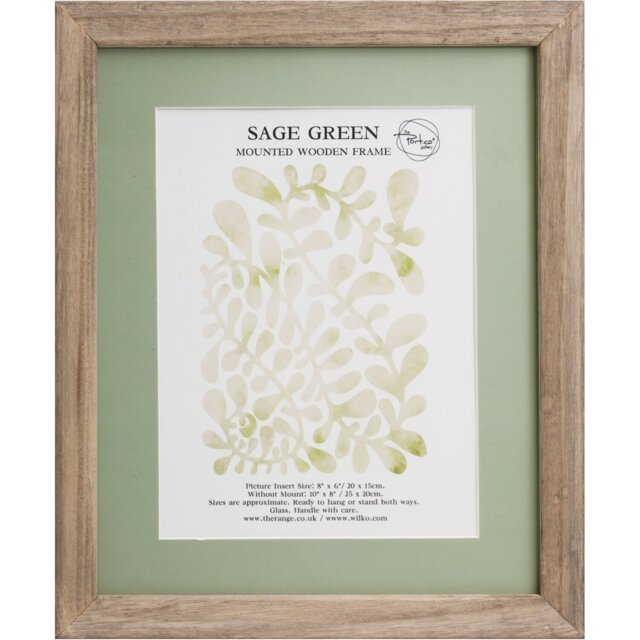 Sage Green Mounted Wooden Photo Frame Green 8 x 6in - The Port. Co Gallery - Wilko - image 1