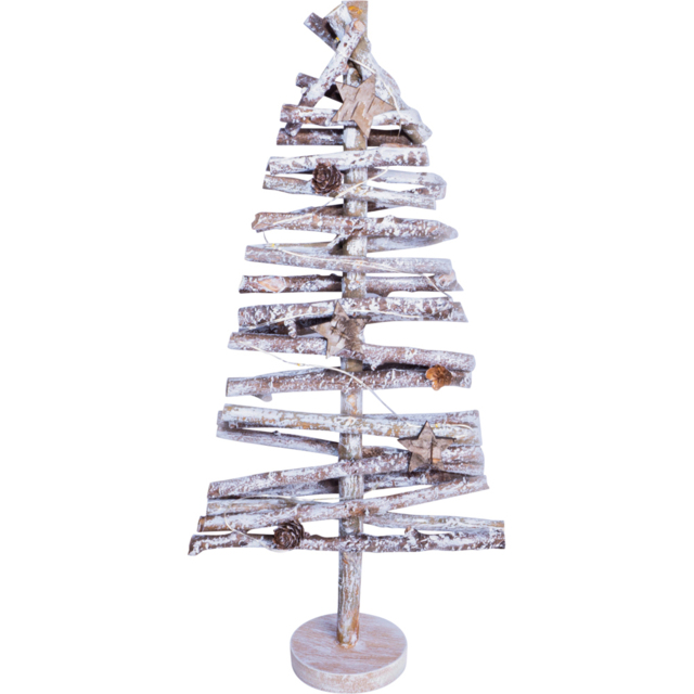 St Helens Brown Wooden White Snow Birch Christmas Tree - Size: 440 x 210 x 80cm - Red - Wilko - image 1