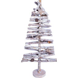 St Helens Brown Wooden White Snow Birch Christmas Tree - Size: 440 x 210 x 80cm - Red - Wilko - thumbnail 1