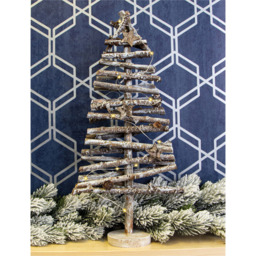St Helens Brown Wooden White Snow Birch Christmas Tree - Size: 440 x 210 x 80cm - Red - Wilko - thumbnail 6
