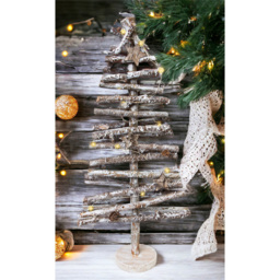 St Helens Brown Wooden White Snow Birch Christmas Tree - Size: 440 x 210 x 80cm - Red - Wilko - thumbnail 3