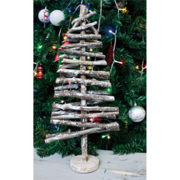 St Helens Brown Wooden White Snow Birch Christmas Tree - Size: 440 x 210 x 80cm - Red - Wilko - thumbnail 5
