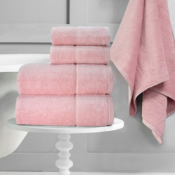 Velosso Velour Plush Cotton Blush Pink Bath Towel Set of 2 - Wilko - thumbnail 3