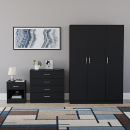 Vida Designs Riano Black 3 Piece Bedroom Furniture Set - Wilko - thumbnail 3