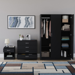 Vida Designs Riano Black 3 Piece Bedroom Furniture Set - Wilko - thumbnail 4