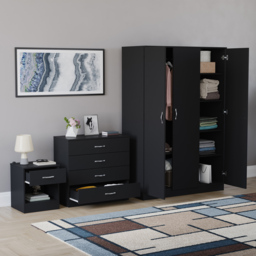 Vida Designs Riano Black 3 Piece Bedroom Furniture Set - Wilko - thumbnail 6