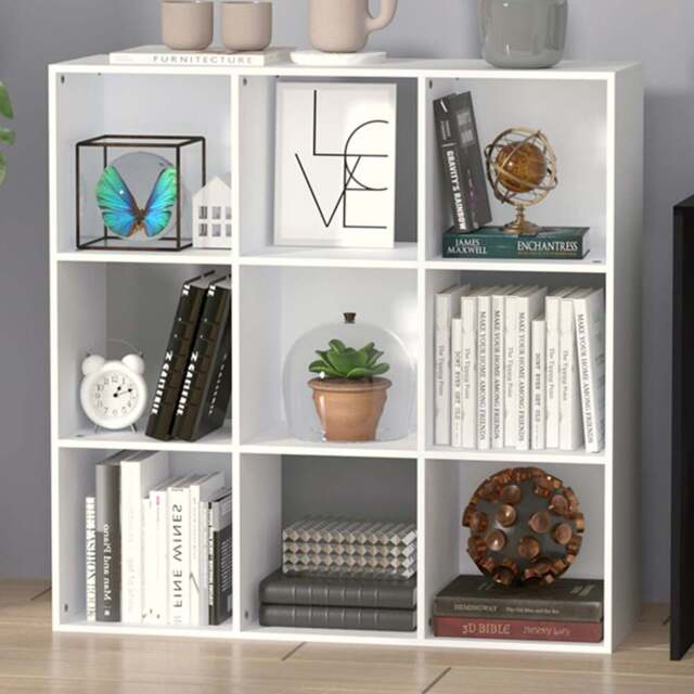 HOMCOM 9 Cube White Storage Cupboard Bookshelf - Size: 91.5 cm x 29.5 cm x 91.5 cmcm - Wilko - image 1