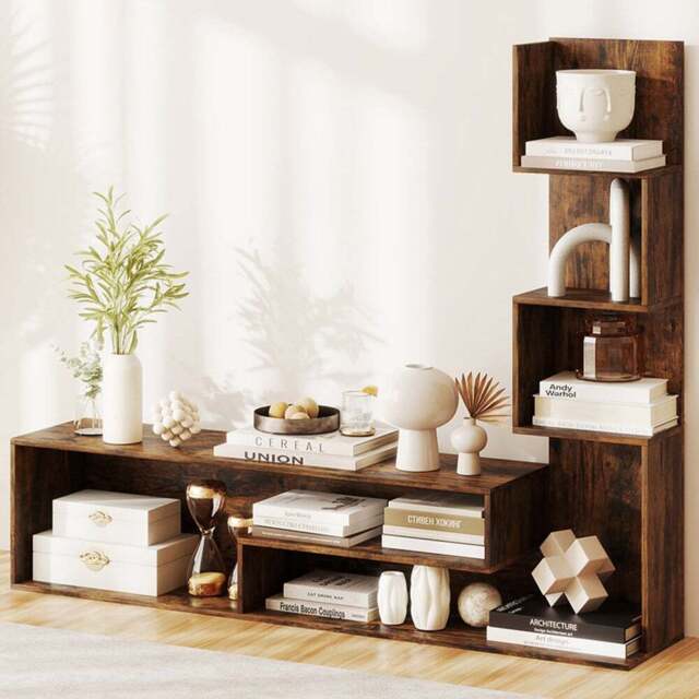 Costway Rustic Brown Media Console Table - Size: 145 x 30 x 121cm - Wilko - image 1