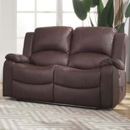 Glendale 2 Seater Brown Bonded Leather Electric Recliner Sofa - Artemis Home - Wilko