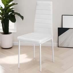 tectake Set of 4 White High Backrest Padded Dining Chair - Wilko - thumbnail 1