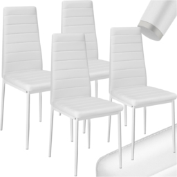tectake Set of 4 White High Backrest Padded Dining Chair - Wilko - thumbnail 3
