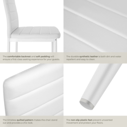 tectake Set of 4 White High Backrest Padded Dining Chair - Wilko - thumbnail 7