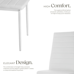 tectake Set of 4 White High Backrest Padded Dining Chair - Wilko - thumbnail 6