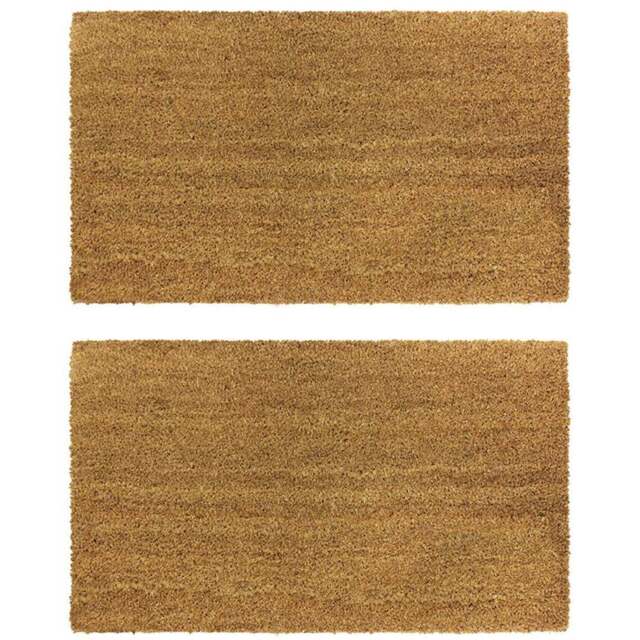 JVL Manor Plain Latex Coir Door Mat 40 x 70cm 2 Pack - Brown - JVL Homewares - Wilko - image 1