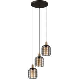 EGLO Chisle Black 3 LED Steel Pendant Light - Size: 130 x 43 x 130cm - Wilko - thumbnail 1