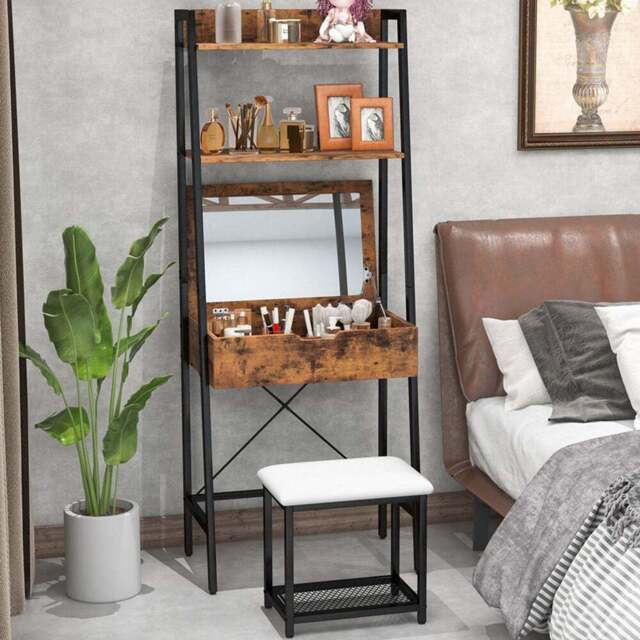 Costway Black Vanity Dressing Table Set with Mirror - Wilko - image 1
