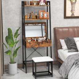 Costway Black Vanity Dressing Table Set with Mirror - Wilko - thumbnail 1