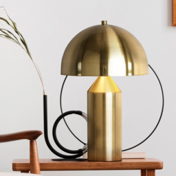 Lighting Collection Satin Brass Dome Table Lamp - Size: 39 x 25 x 25cm - Gold - Wilko - thumbnail 3