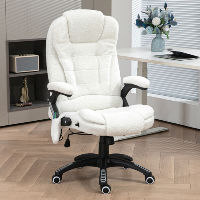 Portland White Height Adjustable Massage and Heat Recliner Office Chair - Size: 116 x 74 x 67cm - Wilko - image 1