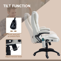 Portland White Height Adjustable Massage and Heat Recliner Office Chair - Size: 116 x 74 x 67cm - Wilko - thumbnail 4