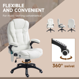 Portland White Height Adjustable Massage and Heat Recliner Office Chair - Size: 116 x 74 x 67cm - Wilko - thumbnail 7