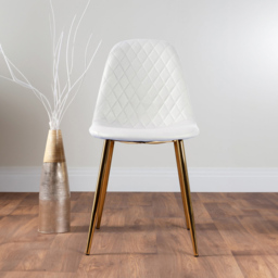 Furniturebox Arona Solara 6 Seater Round Dining Set White and Gold - Wilko - thumbnail 4