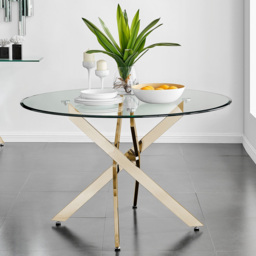 Furniturebox Arona Solara 6 Seater Round Dining Set White and Gold - Wilko - thumbnail 3