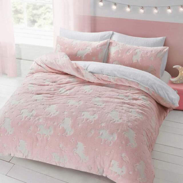 Velosso Double Pink Glow in the Dark Unicorn Duvet Set - Wilko - image 1