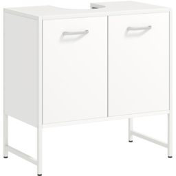 HOMCOM 2 Door White Under Sink Bathroom Cabinet - Size: 60.5 cm x 33 x 60cm - Wilko - thumbnail 3