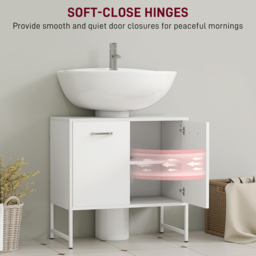 HOMCOM 2 Door White Under Sink Bathroom Cabinet - Size: 60.5 cm x 33 x 60cm - Wilko - thumbnail 6