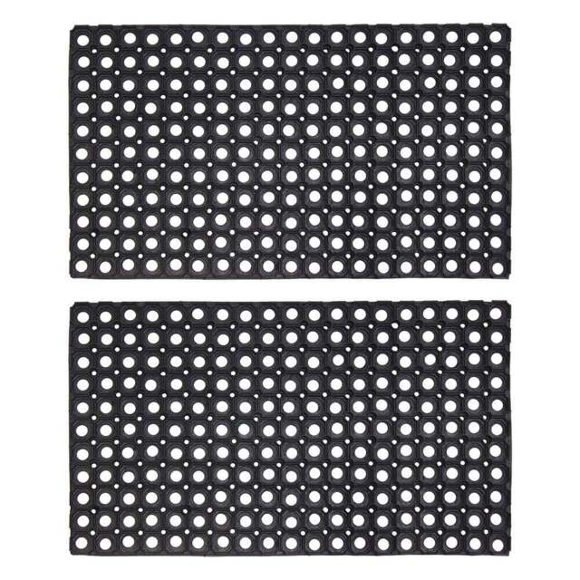 JVL Rondo Rubber Scraper Door Mat 50 x 100cm 2 Pack - Black - JVL Homewares - Wilko - image 1