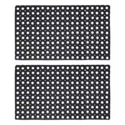 JVL Rondo Rubber Scraper Door Mat 50 x 100cm 2 Pack - Black - JVL Homewares - Wilko - thumbnail 1