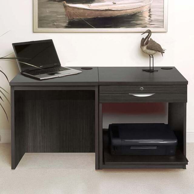 R White Cabinets 3 Drawer Black Set-01 Desk with Printer Shelf - Size: 72.8 x 120 x 54cm - Wilko - image 1