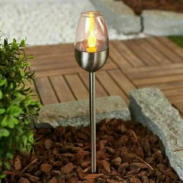Garden Mile 2 Pack Flame Effect Solar LED Stake Light - Size: 30 x 15 x 15cm - Silver - Wilko - thumbnail 6