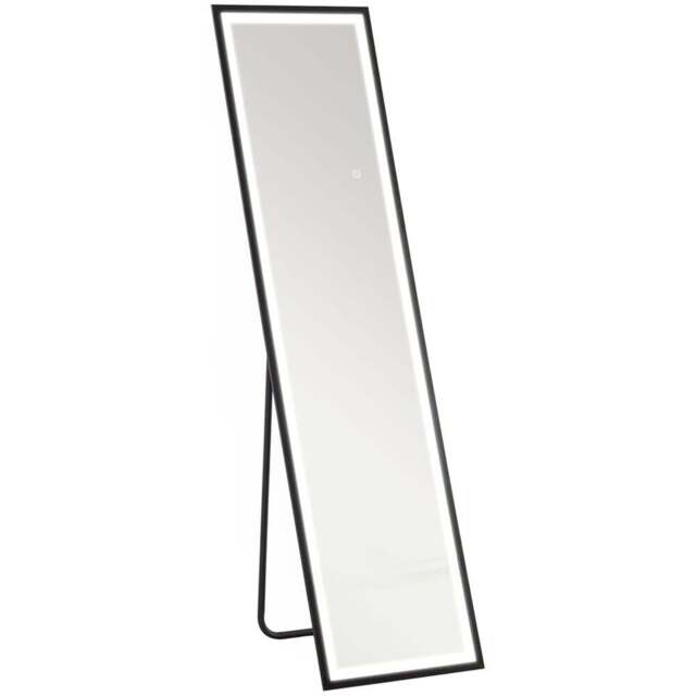 Portland Black Metal Frame Full Length Mirror with Adjustable Lights 150 x 40cm - Wilko - image 1