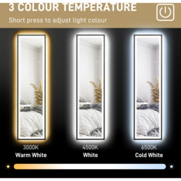Portland Black Metal Frame Full Length Mirror with Adjustable Lights 150 x 40cm - Wilko - thumbnail 7