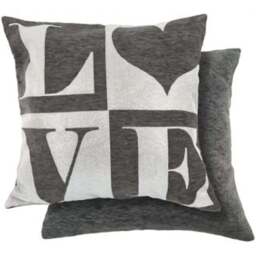 Serene Amor Love Black Grey Cushion Cover 43 x 43cm - Wilko - thumbnail 1
