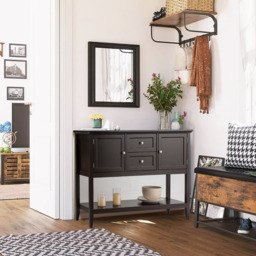 Costway 2 Drawer 2 Door Single Shelf Brown Wooden Buffet Table - Size: 117 x 38 x 86cm - Wilko - thumbnail 5