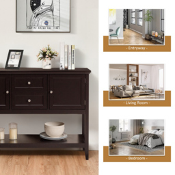 Costway 2 Drawer 2 Door Single Shelf Brown Wooden Buffet Table - Size: 117 x 38 x 86cm - Wilko - thumbnail 7
