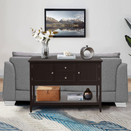 Costway 2 Drawer 2 Door Single Shelf Brown Wooden Buffet Table - Size: 117 x 38 x 86cm - Wilko - thumbnail 4